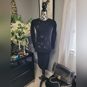 ICONIC McQ by Alexander McQueen Swallow Perforated Stretch-Jersey Dress